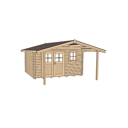 Weka 45 mm Gartenhaus 136 A mit Vordach (200 cm)