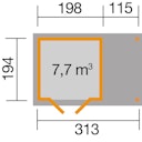 Vorschaubild Weka Gartenhaus 321 A mit 115 cm Anbau - 19 mm