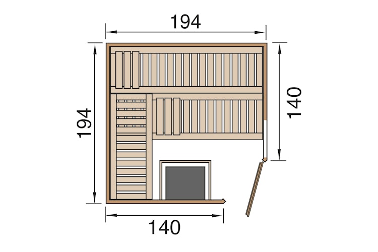 Weka Elementsauna Varberg 3 - 68 mm Sparset 1 inkl. 7,5 kW Ofen mit Steuergerät