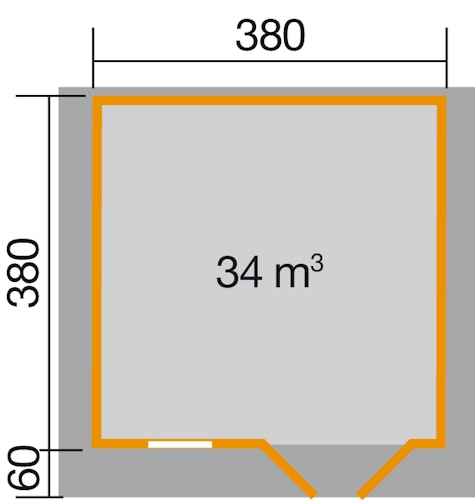 Weka 45 mm Gartenhaus 136 A mit Vordach (200 cm)