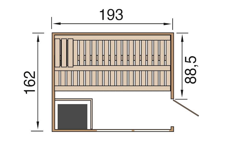 Weka Premium Massivholz-Elementsauna Kemi Panorama 1 mit Glastür+2 Fenster und Sternenhimmel - 45 mm