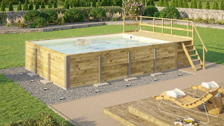Weka Massivholzpool 595 Gr. 2 - 45 mm - 636 x 400 cm