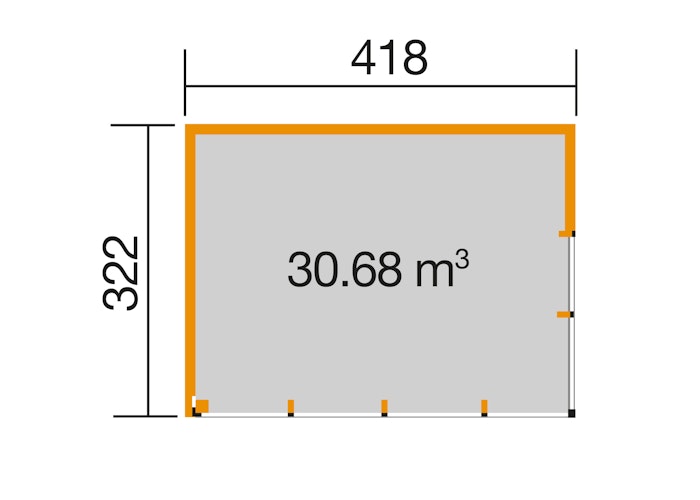 Designhaus 412 Gr. 2 mit Glasschiebetür (Homeoffice-Gartenhaus) - 44 mm