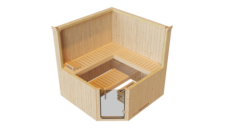 Weka Elementsauna Varberg 3 - 68 mm Sparset 1 inkl. 7,5 kW Ofen mit Steuergerät