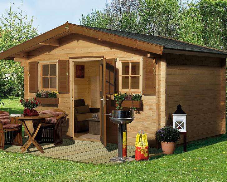 Weka 45 mm Gartenhaus 135 mit Vordach (60 cm)