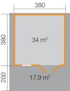 Vorschaubild Weka 28 mm Gartenhaus 111 A mit Vordach (200 cm)