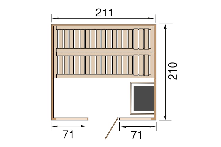Weka Premium Massivholz-Elementsauna Kemi Panorama 3 mit Glastür+2 Fenster und Sternenhimmel - 45 mm